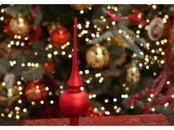 Krebs Glas Lauscha Weihnachtsbaumspitze Rot Matt Uni 1-tlg. 26cm