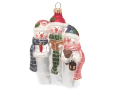Krebs Glas Lauscha Weihnachtsornament Singende Schneemänner 1-tlg. 4cm