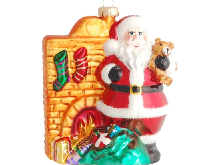 Krebs Glas Lauscha Weihnachtsornament Santa am Kamin 1-tlg. 12cm