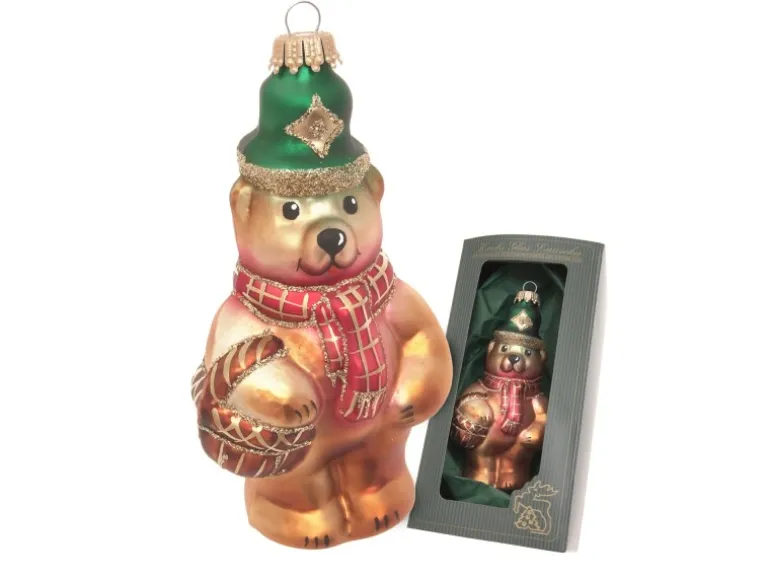 Krebs Glas Lauscha Weihnachtsornament Bär mit Korb 1-tlg. 5cm