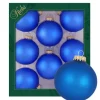 Krebs Glas Lauscha Weihnachtskugeln Blau Matt Uni 8er-Set 7cm