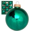 Krebs Glas Lauscha Weihnachtskugeln Dunkelgrün Glanz Uni 8er-Set 7cm