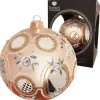 Krebs Glas Lauscha Weihnachtskugel Barock-Design Goldfarbig 10cm