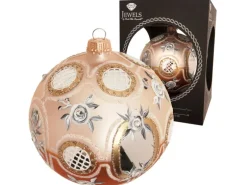 Krebs Glas Lauscha Weihnachtskugel Barock-Design Goldfarbig 10cm