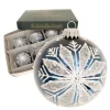 Krebs Glas Lauscha Weihnachtskugeln Blau Schneeflocke 6er-Set 8cm