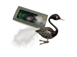 Krebs Glas Lauscha Weihnachtsornament Schwarz Schwan 1-tlg. 5cm