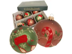 Krebs Glas Lauscha Weihnachtskugeln Zuckerstangen 6-tlg. 8cm