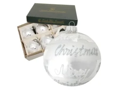 Krebs Glas Lauscha Weihnachtsbaumkugel Merry Xmas 6er-Set 8cm
