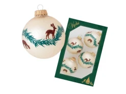 Krebs Glas Lauscha Weihnachtsbaumkugel Rentier 4er-Set 7cm