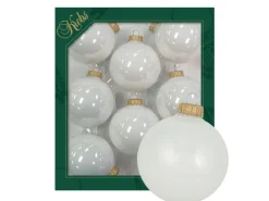 Krebs Glas Lauscha Weihnachtskugeln Weiß Glanz 8er-Set 7cm