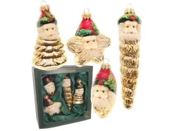 Krebs Glas Lauscha Weihnachtsmanngesichter 4-tlg. 15cm