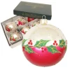 Krebs Glas Lauscha Weihnachtsbaumkugel Ilex 6er-Set 8cm