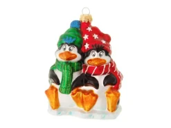 Krebs Glas Lauscha Weihnachtsornament Pinguine 1-tlg. 11cm
