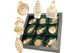 Krebs Glas Lauscha Weihnachtsornamente Figuren Gold 9-tlg. 7cm