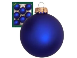 Krebs Glas Lauscha Weihnachtskugeln Viktoriablau Matt Uni 8er-Set 7cm