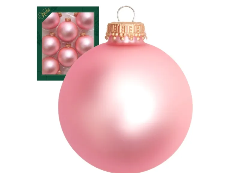 Krebs Glas Lauscha Weihnachtskugeln Uni-Design Rosalie Rosa 7cm