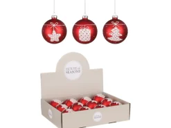 Kugel Glas Rot-Weiß Ø 8 cm