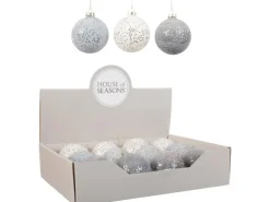 Kugel Glas Weiß, Hell-und Dunkelblau Ø8 cm