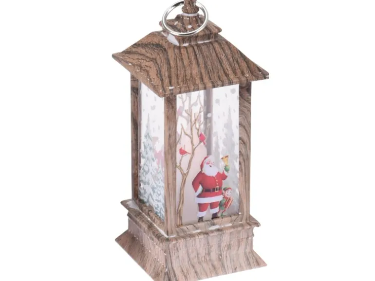 Laterne Weihnachtsmotiv mit LED-Beleuchtung 13 cm 4-fach sortiert