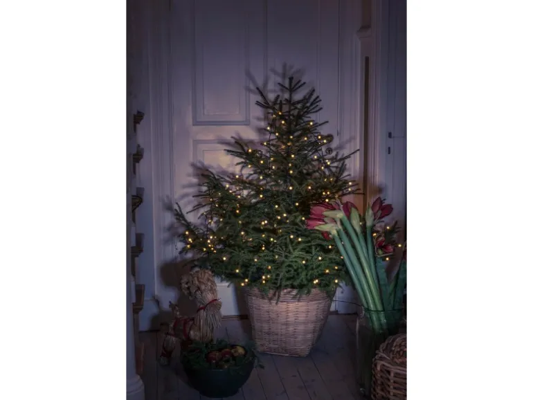 LED Baummantel mit Ring mit Globes 150 bernsteinfarbene LEDs innen