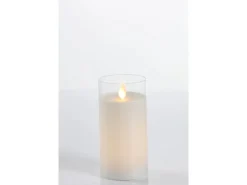 LED Kerze Echtwachs im Glas Puro 7,5 x 15 cm Weiß