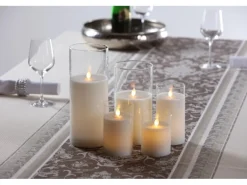 LED Kerze Echtwachs im Glas Puro 7,5 x 15 cm Weiß