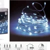 LED Lichterkette 20 kaltweiße LEDs Silberdraht innen batteriebetrieb