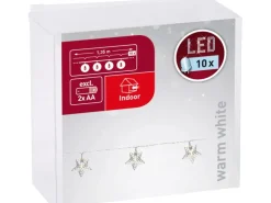 LED Lichterkette Metallstern Silber 10 warmweiße LEDs Innen