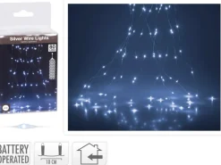 LED Lichterkette Schweif 80 kaltweiße LEDs Silberdraht innen