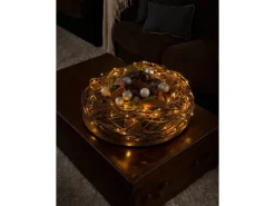 LED Lichterkette Tropfen 50 bernsteinfarbene LEDs Draht Silberfarben innen