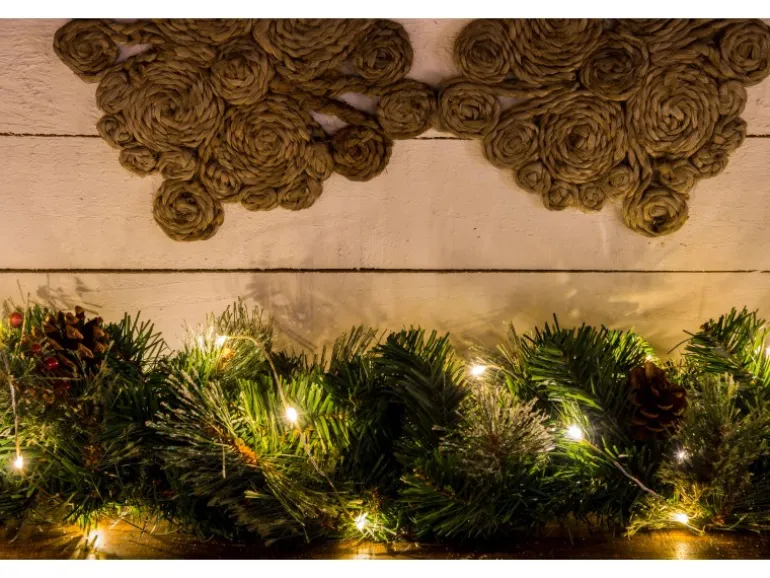 LED Lichterkette Tropfen 50 bernsteinfarbene LEDs Draht Silberfarben innen