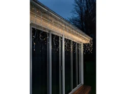 LED Lichtervorhang Eisregen 336 bernsteinfarbene LEDs innen und außen