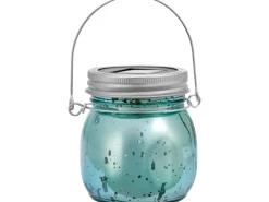 LED Solar-Dekoleuchte Glas Ø 8 cm x 9 cm Blau