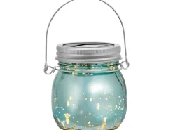 LED Solar-Dekoleuchte Glas Ø 8 cm x 9 cm Blau