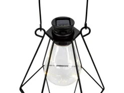 LED Solar-Laterne Metall 11,9 cm x 8,6 cm x 17 cm Schwarz