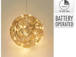 LED-Dekokugel Eisen 20 cm x 20 cm Gold