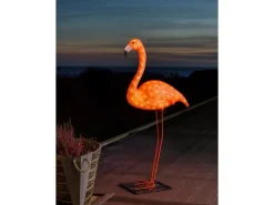 LED-Figur Acryl Flamingo groß 96 bernsteinfarbene Dioden 110 cm