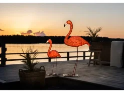 LED-Figur Acryl Flamingo groß 96 bernsteinfarbene Dioden 110 cm