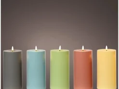 LED-Kerze Warmweiß 5-fach Sortiert Ø 10 cm x 17,5 cm Farbauswahl
