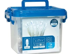 LED-Lichterkette 140 LEDs Kaltweiß in Kunststoffbox Transparentes Kabel 15,42 m