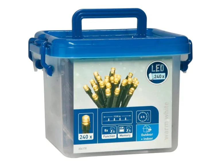 LED-Lichterkette 240 LEDs Warmweiß in Kunststoffbox Schwarzes Kabel 22,92 m