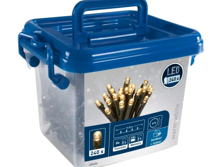 LED-Lichterkette 240 LEDs Warmweiß in Kunststoffbox Schwarzes Kabel 22,92 m