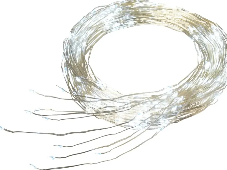 LED-Lichterkette Draht 300 kaltweiße LEDs Silbernes Kabel 790 cm