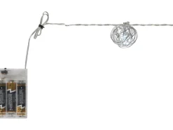 LED-Lichterkette Drahtkugel Silber Batteriebetrieben