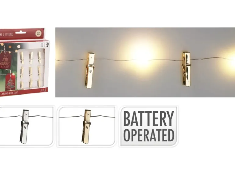 LED-Lichterkette mit Clips 20 LEDs Gold-Silber 2-fach Sortiert