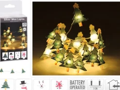 LED-Lichterkette mit Deko 20 warmweiße LEDs Silberdraht innen 4fach-Sortiert