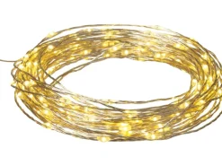 LED-Lichterkette Silberdraht 160 LEDs Warmweiß 805 cm Outdoor Batteriebetrieb