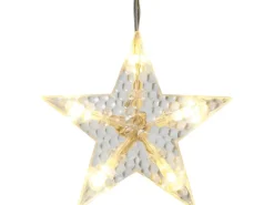 LED-Lichtervorhang mit Sternen u. Mond 120 LEDs Warmweiß Transparentes Kabel 7 m