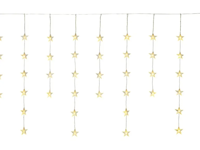 LED-Lichtervorhang Sterne 40 LEDs Warmweiß Transparentes Kabel 6,4 m