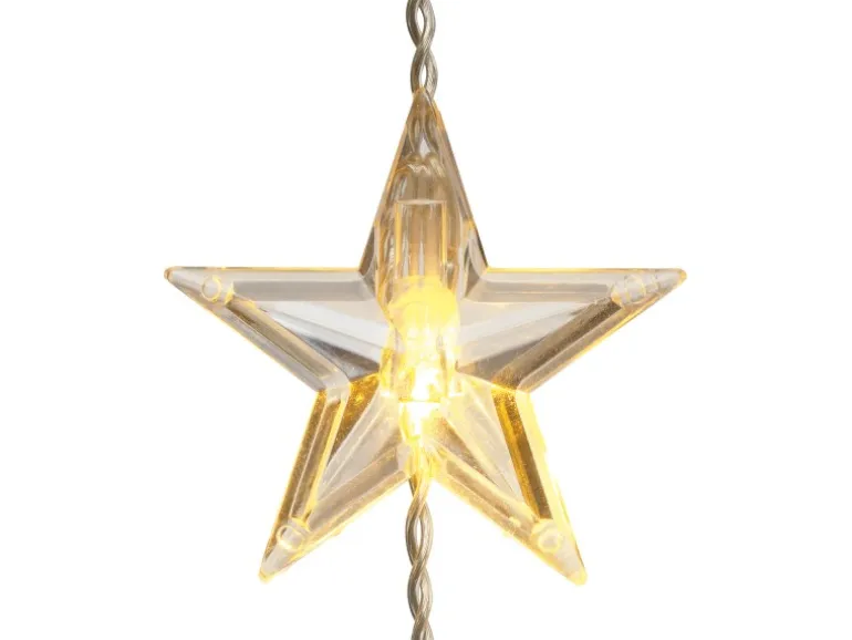 LED-Lichtervorhang Sterne 40 LEDs Warmweiß Transparentes Kabel 6,4 m